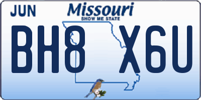MO license plate BH8X6U