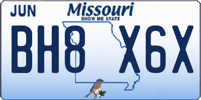 MO license plate BH8X6X