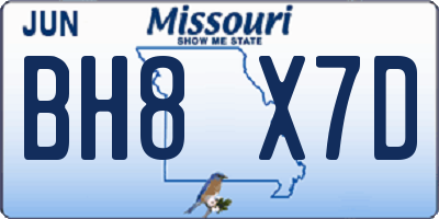 MO license plate BH8X7D