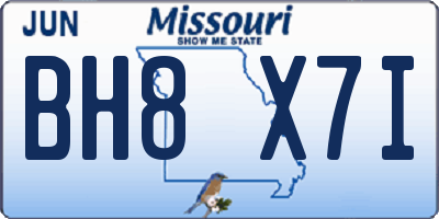 MO license plate BH8X7I
