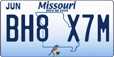 MO license plate BH8X7M