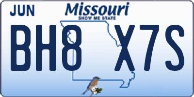 MO license plate BH8X7S