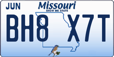 MO license plate BH8X7T