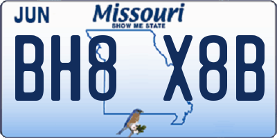 MO license plate BH8X8B