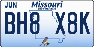 MO license plate BH8X8K