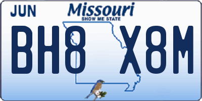 MO license plate BH8X8M