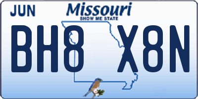 MO license plate BH8X8N