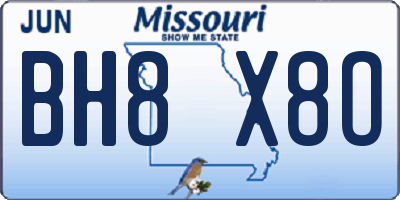 MO license plate BH8X8O