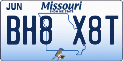 MO license plate BH8X8T