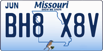 MO license plate BH8X8V