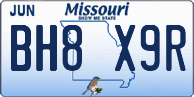 MO license plate BH8X9R