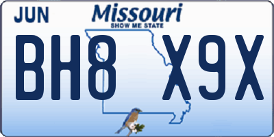 MO license plate BH8X9X