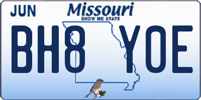 MO license plate BH8Y0E