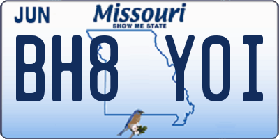 MO license plate BH8Y0I
