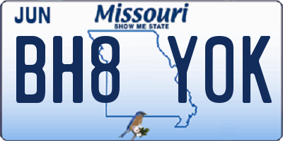 MO license plate BH8Y0K