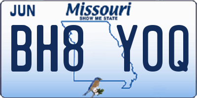 MO license plate BH8Y0Q