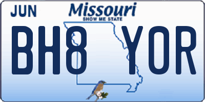 MO license plate BH8Y0R