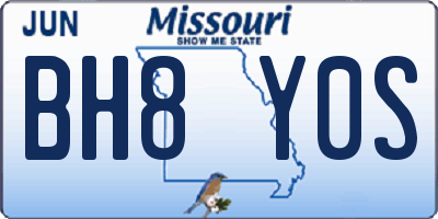MO license plate BH8Y0S