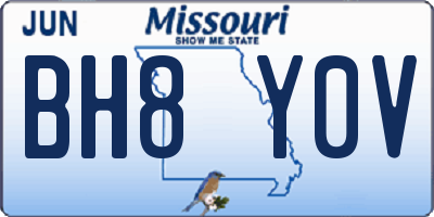 MO license plate BH8Y0V