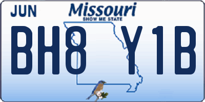MO license plate BH8Y1B