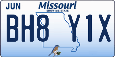 MO license plate BH8Y1X