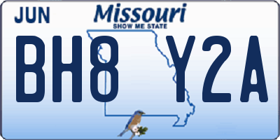 MO license plate BH8Y2A