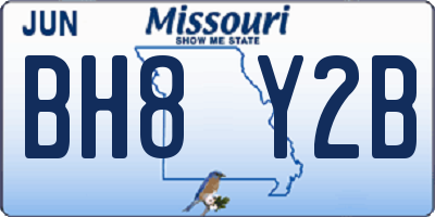 MO license plate BH8Y2B