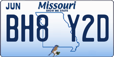 MO license plate BH8Y2D