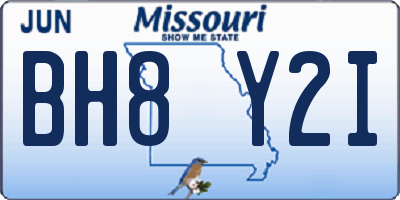 MO license plate BH8Y2I
