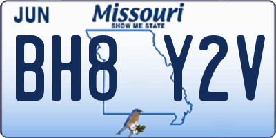 MO license plate BH8Y2V