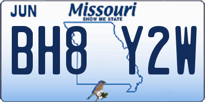 MO license plate BH8Y2W