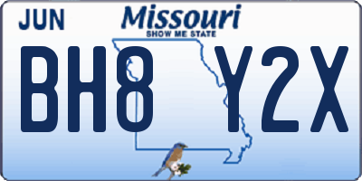 MO license plate BH8Y2X