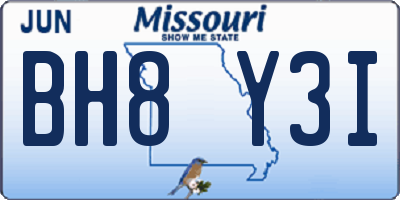 MO license plate BH8Y3I