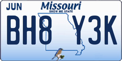 MO license plate BH8Y3K