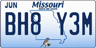 MO license plate BH8Y3M