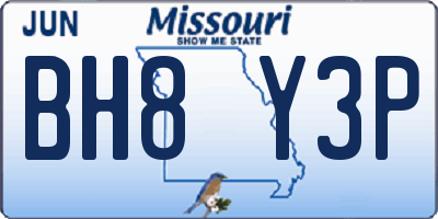 MO license plate BH8Y3P