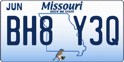 MO license plate BH8Y3Q