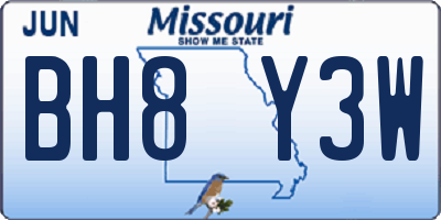 MO license plate BH8Y3W