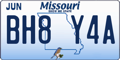 MO license plate BH8Y4A