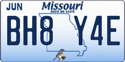 MO license plate BH8Y4E