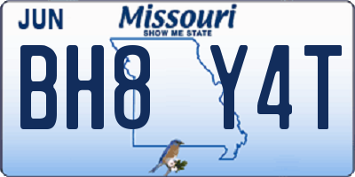 MO license plate BH8Y4T