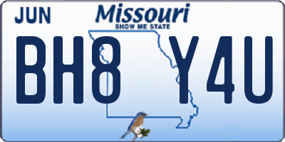 MO license plate BH8Y4U