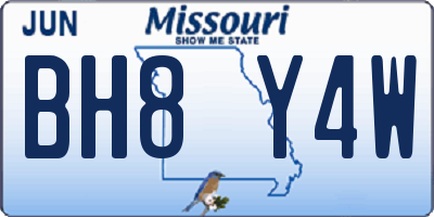 MO license plate BH8Y4W