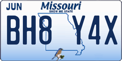MO license plate BH8Y4X