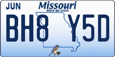 MO license plate BH8Y5D