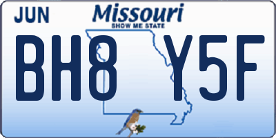 MO license plate BH8Y5F