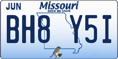 MO license plate BH8Y5I