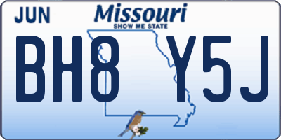 MO license plate BH8Y5J