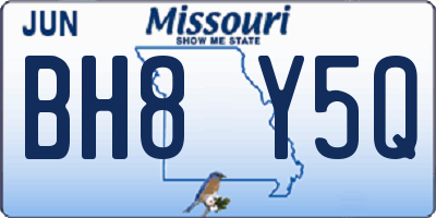 MO license plate BH8Y5Q