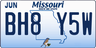 MO license plate BH8Y5W